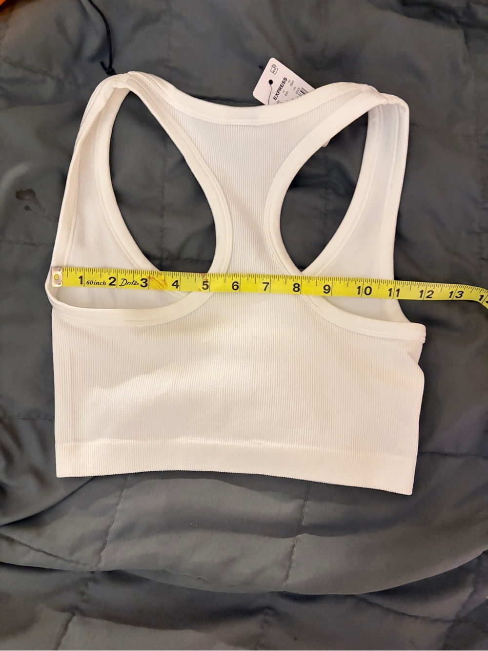 Express White Ribbed Racerback Sports Bra Crop - Picture 4 of 5